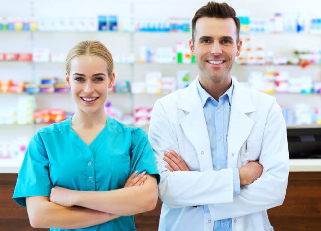 two pharmacist inside the pharmacy