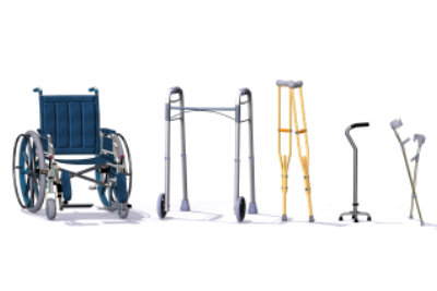 crutches and wheelchair